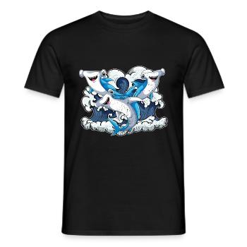 Océan Animal Requin Cadeau Mignon Requin-Marteau - T-shirt homme - noir - Devant - AI Model Male 178 light (178cm)