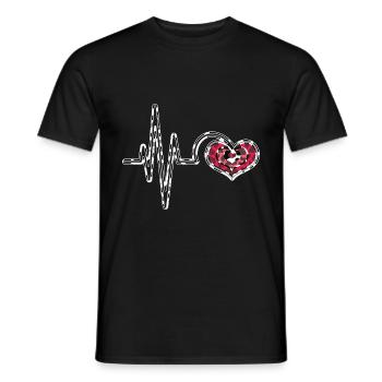 Kuh Muster Herzschlag Bauernhof Tier Geschenk Kuh - Männer T-Shirt - Schwarz - Vorne - AI Model Male 178 light (178cm)