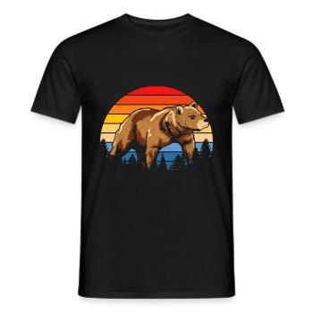 Rétro Ours brun Forêt Animal Habitant de la forêt Cadeau Ours - T-shirt homme - noir - Devant - AI Model Male 178 light (178cm)