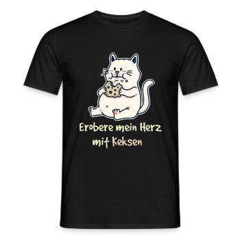 Conquer My Heart with Cookies Fantasy Cat Kids - Men's T-Shirt - black - Front - AI Model Male 178 light (178cm)