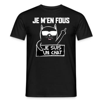 Chat De Caractère Humour Chat Drôle - T-shirt homme - noir - Devant - AI Model Male 178 light (178cm)