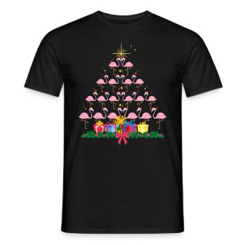 Flamant rose Noël. Cadeau de Noël - T-shirt homme - noir - Devant - AI Model Male 178 light (178cm)