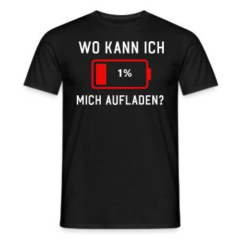Wo kann ich mich Aufladen leere Akku und Batterie - Männer T-Shirt - Schwarz - Vorne - AI Model Male 178 light (178cm)