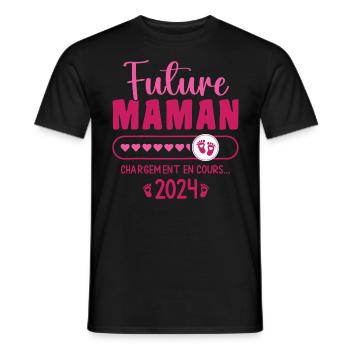 Werdende Mutter 2024 Fortlaufend Schwangere Mutter - Männer T-Shirt - Schwarz - Vorne - AI Model Male 178 light (178cm)