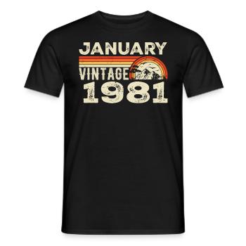 Januar 1981 Jahrgang Geburtstag 1981, Jahrgang 1981 - Männer T-Shirt - Schwarz - Vorne - AI Model Male 178 light (178cm)