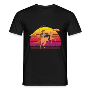 Texan Rodeo Texas cheval cadeau rétro Cowboy - T-shirt homme - noir - Devant - AI Model Male 178 light (178cm)