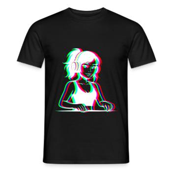 EDM - DJane - Glitch Rave Style - Männer T-Shirt - Schwarz - Vorne - AI Model Male 178 light (178cm)