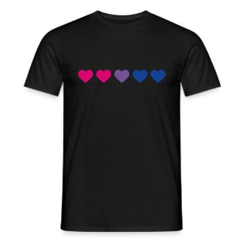 Bi-coeur || LGBT bisexuel - T-shirt homme - noir - Devant - AI Model Male 178 light (178cm)