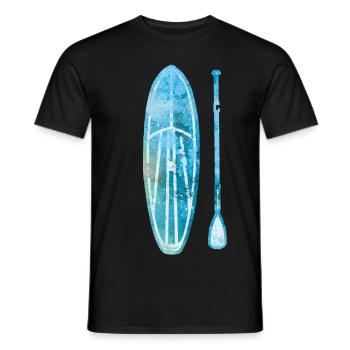 Stand Up Paddle Board SUP with Paddle Watercolor - Men's T-Shirt - black - Front - AI Model Male 178 light (178cm)