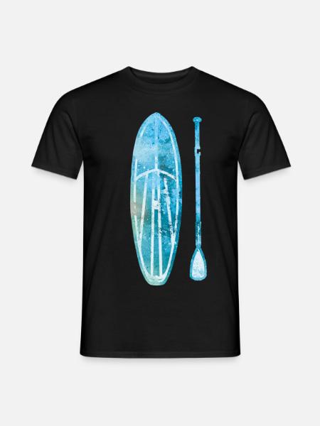 Stand Up Paddle Board SUP with Paddle Watercolor - Men's T-Shirt - black