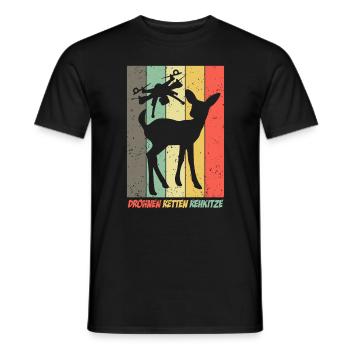 Drohne Drohnen fliegen Rehkitzrettung - Männer T-Shirt - Schwarz - Vorne - AI Model Male 178 light (178cm)