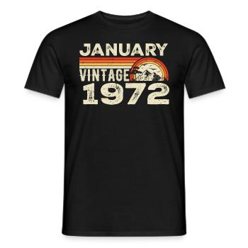 Janvier 1972 Vintage Anniversaire 1972, Né en 1972 - T-shirt homme - noir - Devant - AI Model Male 178 light (178cm)