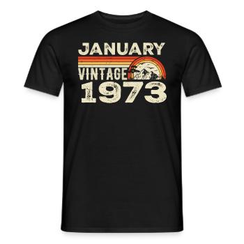 Januar 1973 Jahrgang Geburtstag 1973, Jahrgang 1973 - Männer T-Shirt - Schwarz - Vorne - AI Model Male 178 light (178cm)