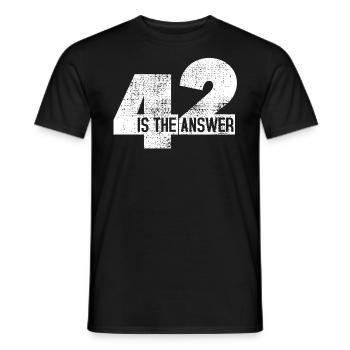 La réponse est 42 - T-shirt homme - noir - Devant - AI Model Male 178 light (178cm)