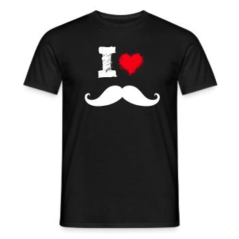 I love Mustache Beard Mustache Heart Love - Men's T-Shirt - black - Front - AI Model Male 178 light (178cm)
