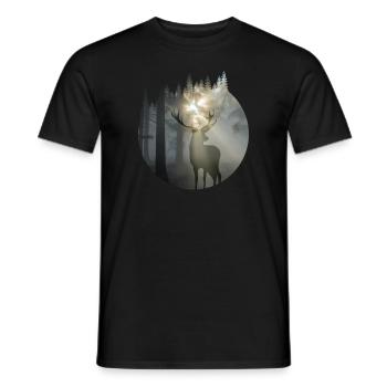 Nature Hirsch Deer Outdoor Wald Wildnis - Männer T-Shirt - Schwarz - Vorne - AI Model Male 178 light (178cm)