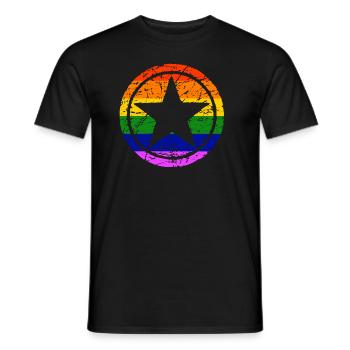 LGBT Gay Pride Star CSD Regenbogen Coming Out - Männer T-Shirt - Schwarz - Vorne - AI Model Male 178 light (178cm)