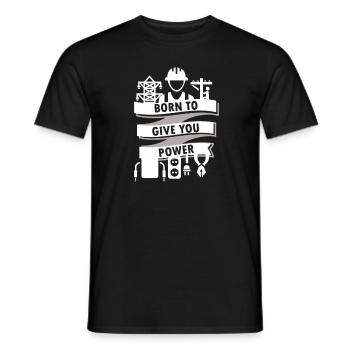 Ingénieur électricien - Né pour vous donner de la puissance - T-shirt homme - noir - Devant - AI Model Male 178 light (178cm)