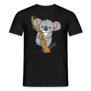 Koala - schaut vom Baum. - Männer T-Shirt - Schwarz - Vorne - AI Model Male 178 light (178cm)