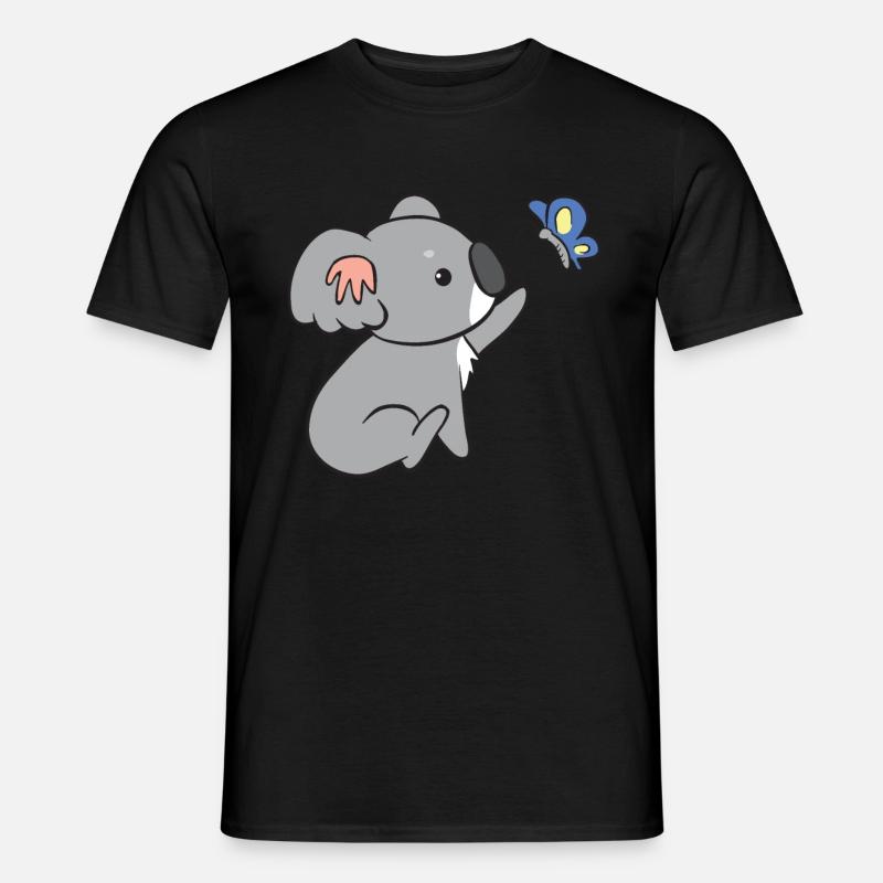 Koala - mit Schmetterling - Männer T-Shirt - Schwarz