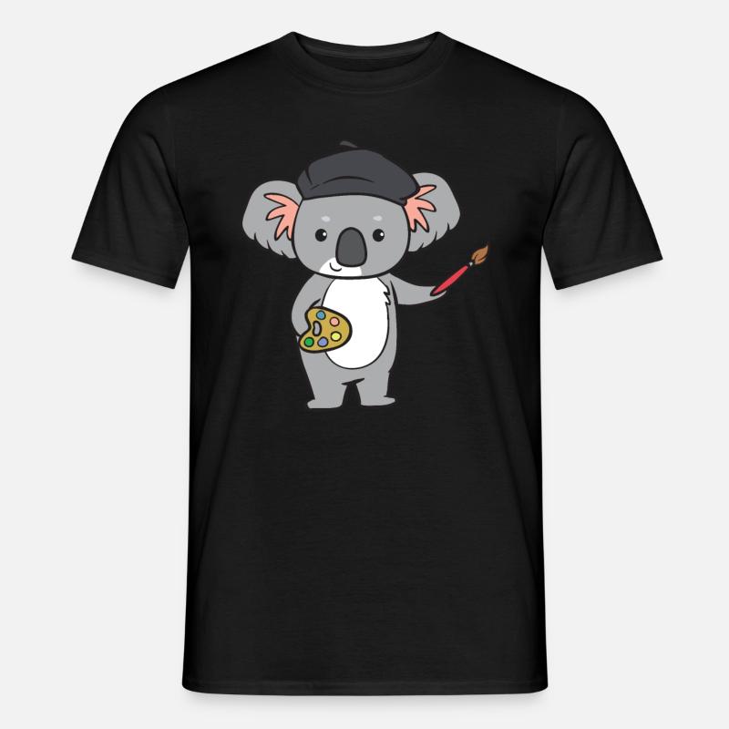 Koala - mit Pinsel und Farbe - Männer T-Shirt - Schwarz