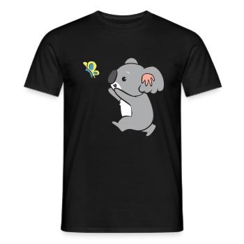 Koala - attrape le papillon - T-shirt homme - noir - Devant - AI Model Male 178 light (178cm)