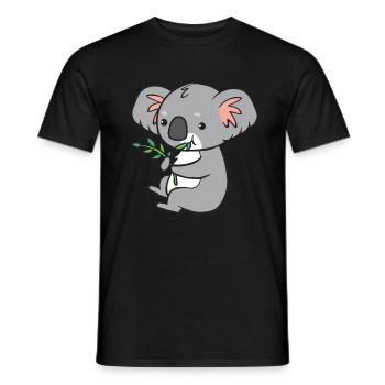 Koala - eats eucalyptus - Men's T-Shirt - black - Front - AI Model Male 178 light (178cm)
