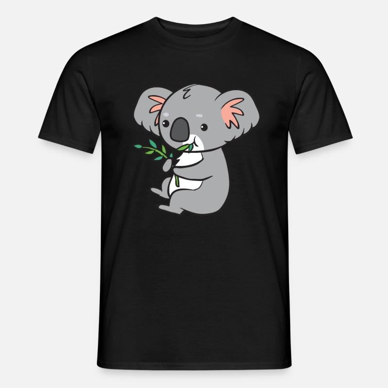 Koala - isst Eukalyptus - Männer T-Shirt - Schwarz
