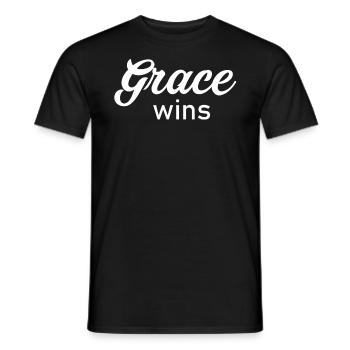 Grace Wins Christian Clothing & Gifts - Men's T-Shirt - black - Front - AI Model Male 178 light (178cm)