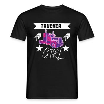 LKW Fahrerin Truckerin LKW Frau Girl Trucker Girl - Männer T-Shirt - Schwarz - Vorne - AI Model Male 178 light (178cm)