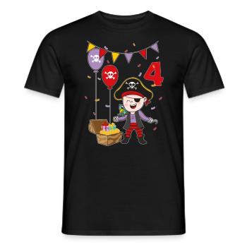 4 years pirate kids birthday kids fun gift - Men's T-Shirt - black - Front - AI Model Male 178 light (178cm)