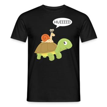 Huiiiii - Snail rides on turtle - Men's T-Shirt - black - Front - AI Model Male 178 light (178cm)