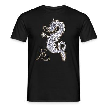 Dragon Dragon caractères chinois Kanji - T-shirt homme - noir - Devant - AI Model Male 178 light (178cm)