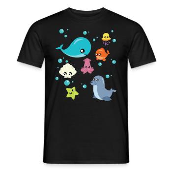 Whale Fish Jellyfish Whales Shell Sea Ocean Gift - Men's T-Shirt - black - Front - AI Model Male 178 light (178cm)