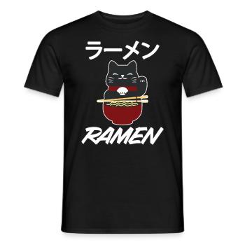 Ramen Manga Cat Anime Nouilles Cadeau Japonais - T-shirt homme - noir - Devant - AI Model Male 178 light (178cm)
