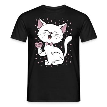 Chaton Mignon Chat Fête d’Anniversaire Confetti - T-shirt homme - noir - Devant - AI Model Male 178 light (178cm)