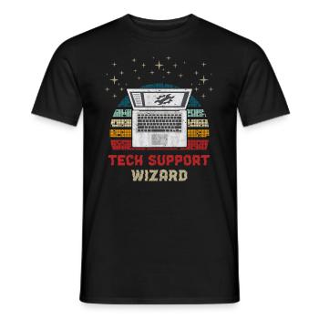 Computer Tech Support - Men's T-Shirt - black - Front - AI Model Male 178 light (178cm)