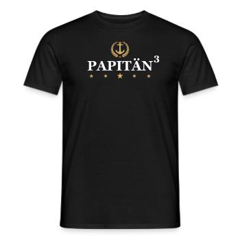 Papitän Vater 3 Kinder Opa Anker dreifacher Papa - Männer T-Shirt - Schwarz - Vorne - AI Model Male 178 light (178cm)