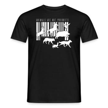 Barcode Vegan Animals are not Poroducts - Men's T-Shirt - black - Front - AI Model Male 178 light (178cm)
