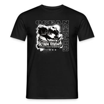 Ocean Explorer Scuba Diving Shark Reef - Men's T-Shirt - black - Front - AI Model Male 178 light (178cm)
