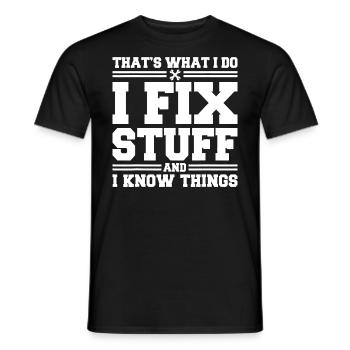 C’est ce que je fais, je répare des choses et je sais des choses - T-shirt homme - noir - Devant - AI Model Male 178 light (178cm)