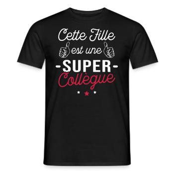 Cette fille est une super Collègue - T-shirt homme - noir - Devant - AI Model Male 178 light (178cm)