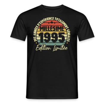 Cadeau D'anniversaire Millésime Fabriqué en 1995 - T-shirt homme - noir - Devant - AI Model Male 178 light (178cm)