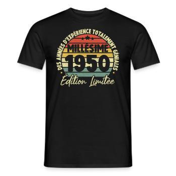 Cadeau D'anniversaire Millésime Fabriqué en 1950 - T-shirt homme - noir - Devant - AI Model Male 178 light (178cm)