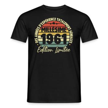 Cadeau D'anniversaire Millésime Fabriqué en 1961 - T-shirt homme - noir - Devant - AI Model Male 178 light (178cm)