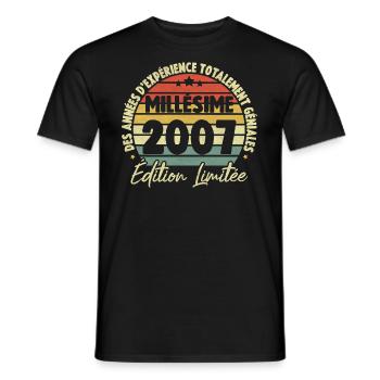 Cadeau D'anniversaire Millésime Fabriqué en 2007 - T-shirt homme - noir - Devant - AI Model Male 178 light (178cm)