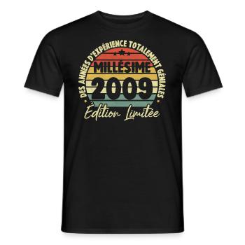 Cadeau D'anniversaire Millésime Fabriqué en 2009 - T-shirt homme - noir - Devant - AI Model Male 178 light (178cm)