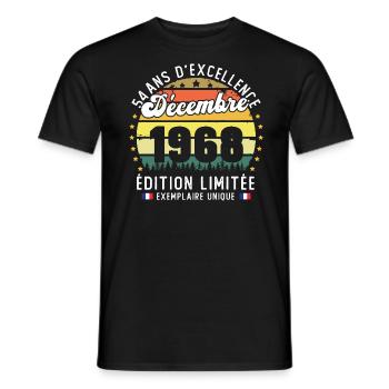 54 Ans Anniversaire Vintage Né en Décembre 1968 - T-shirt homme - noir - Devant - AI Model Male 178 light (178cm)