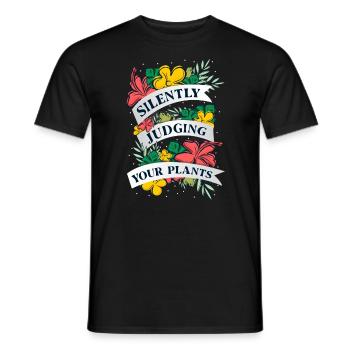 Silently judging your plants for plant lovers - Men's T-Shirt - black - Front - AI Model Male 178 light (178cm)