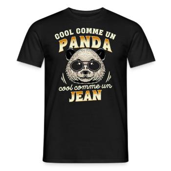 Cool Comme Un Panda, Cool Comme Un Jean - T-shirt homme - noir - Devant - AI Model Male 178 light (178cm)